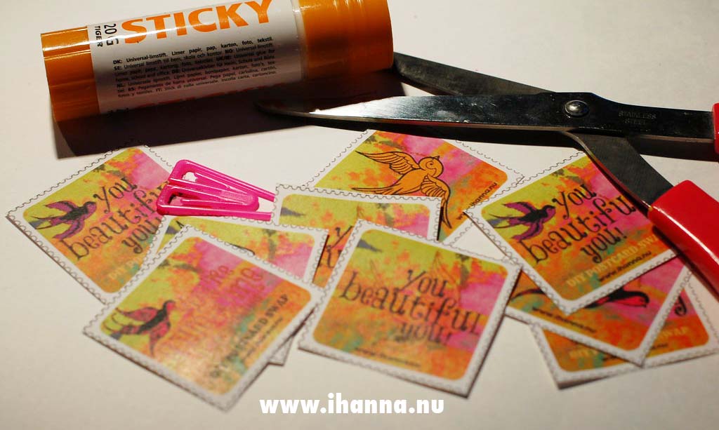 Free downloadable sheet of faux stamps of empowerment for women made by iHanna