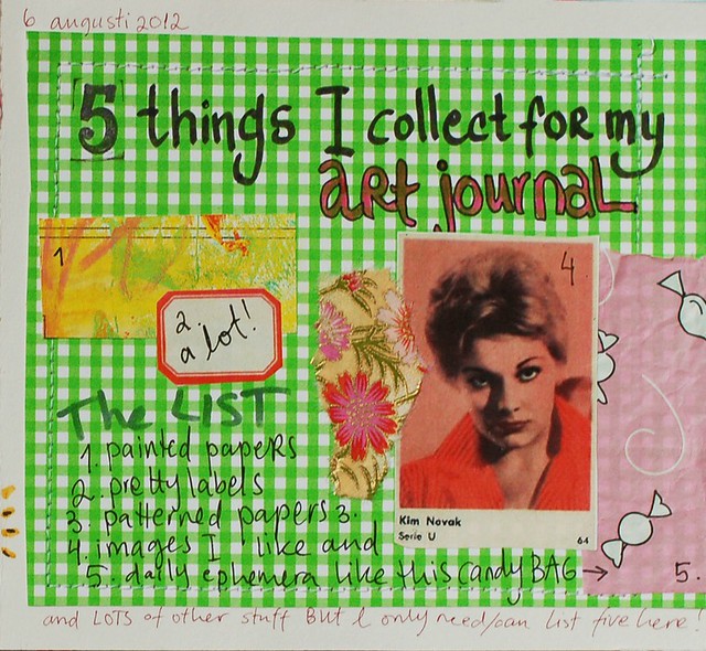 Hannas List Journal: things I am collecting for my art journal page (Copyright Hanna Andersson) 2012