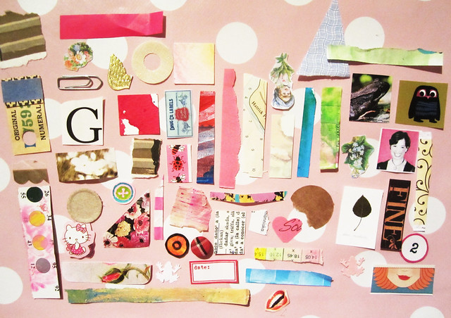 Sorted for inspiration tiny paper bits on my desk from the Scrap Inbox by iHanna (Copyright H. Andersson)