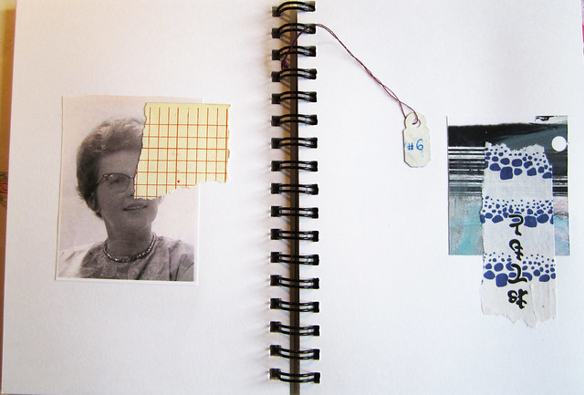 Shy lady and Blue bits in scrap notebook by iHanna (Copyright Hanna Andersson)