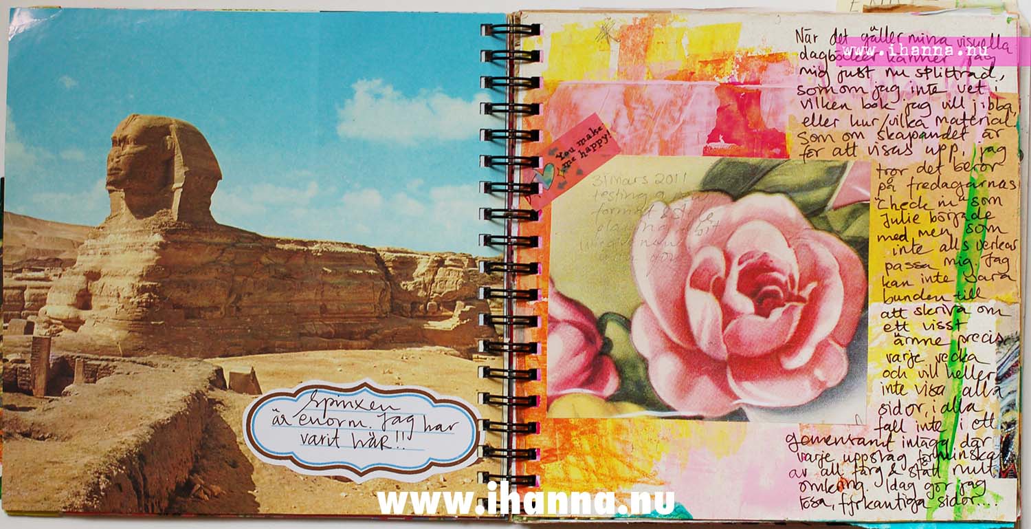 Spread of spinx and roses in smArt (small art) Journal vol 1 by iHanna - (Copyright Hanna Andersson)