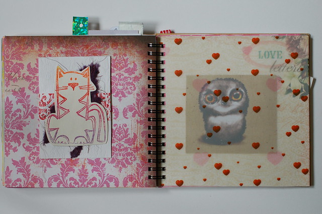 Page with cat tag - Smart Journal volume 1 Cuteness Overload made by iHanna spiral bound art journal (Copyright Hanna Andersson)