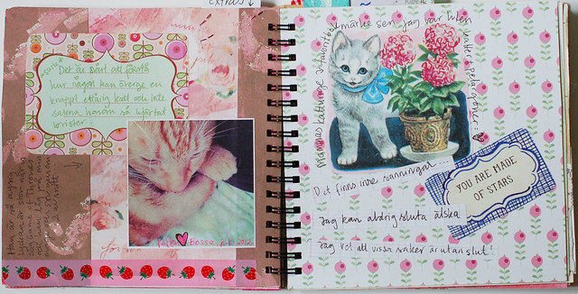 Bosse the cat and scrap die cut cute cat image - Smart Journal volume 1 Cuteness Overload made by iHanna spiral bound art journal (Copyright Hanna Andersson)