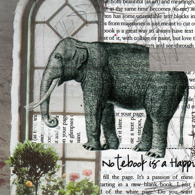 Collage in the series 365 collages in 2013 by iHanna titled An Elephant in the Window (Copyright H. Andersson) 