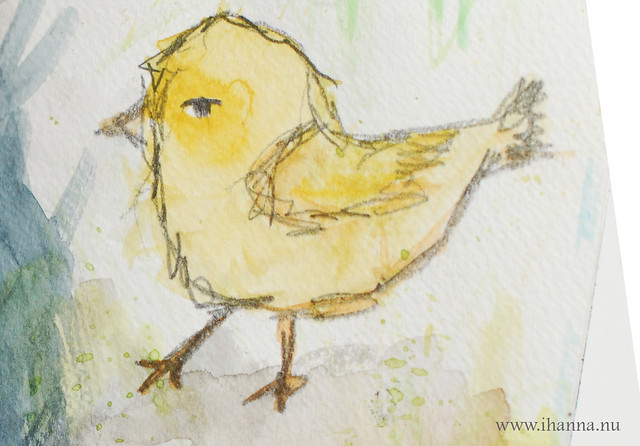 Chicken drawing close up in art journal (Copyright Hanna Andersson)