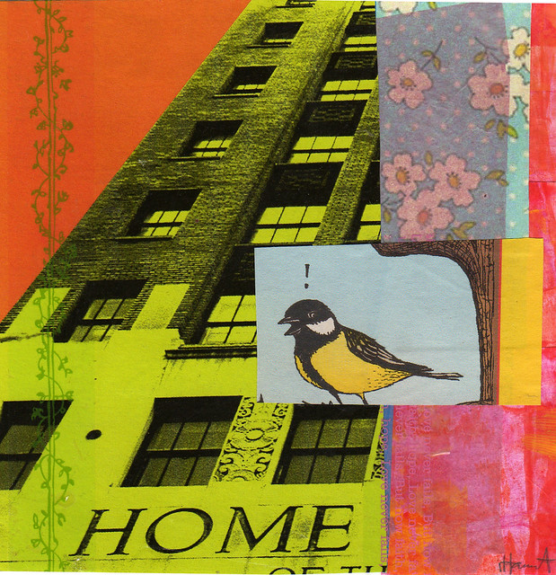 Collage: Going Home Alone with the glue flow of a collageartist by iHanna (Copyright H. Andersson) 2013