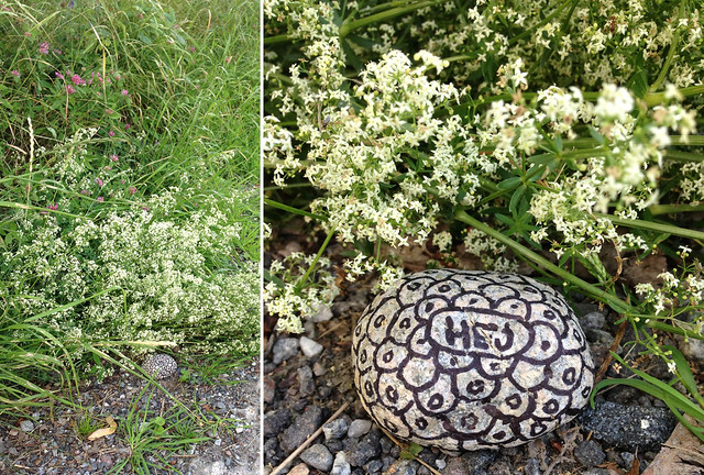 Hej stone released into the wild - doodles on a stone made by iHanna (Copyright Hanna Andersson)