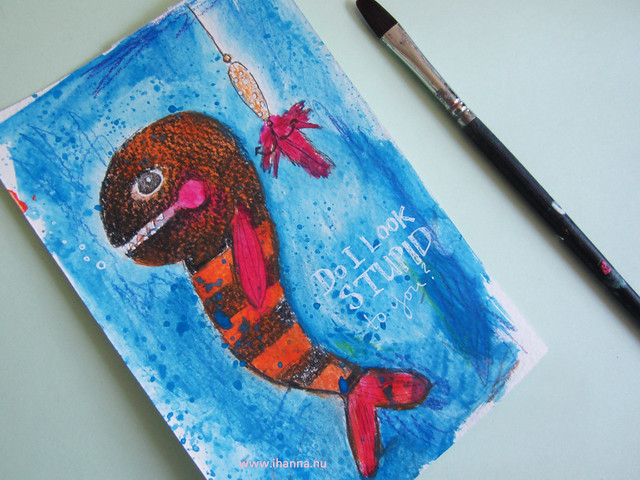 Lettered question and a doodled fish on loose paper by iHanna (Copyright Hanna Andersson)
