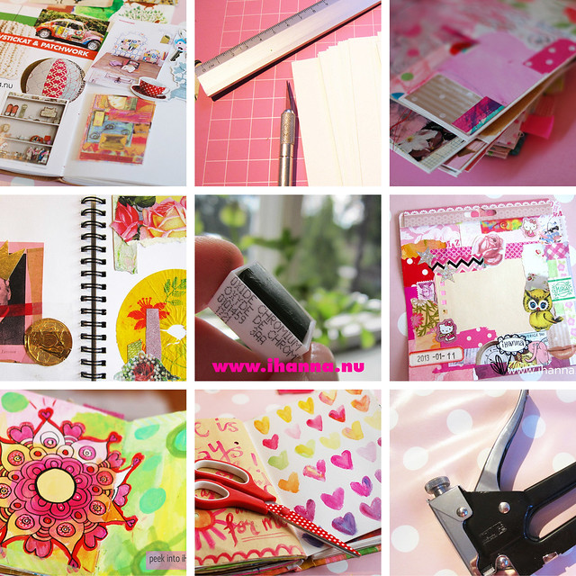 Mosaic grid of the best blog posts about Art Journaling and Collage in images by iHanna (Copyright Hanna Andersson)