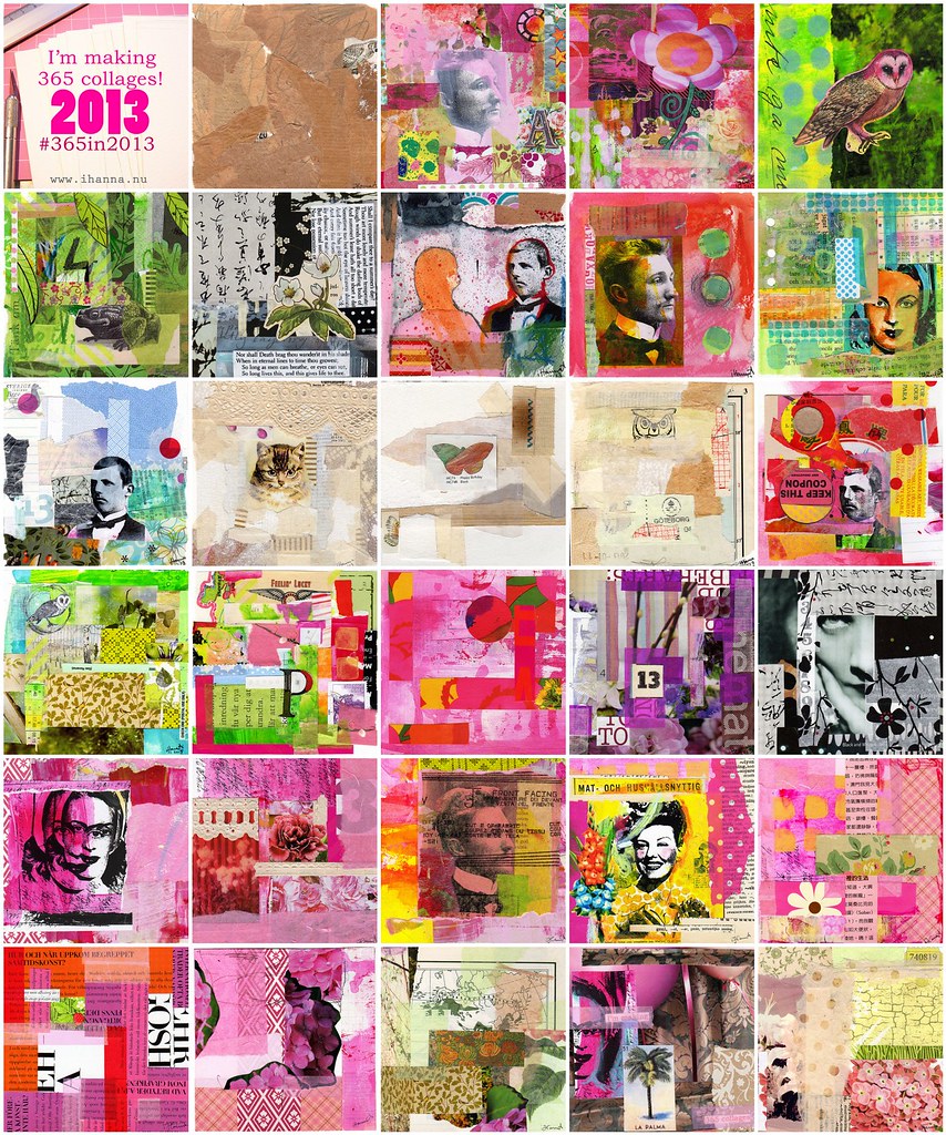 Grid of a few of the artworks from the 365 Collages in 2013 by iHanna (Copyright Hanna Andersson)