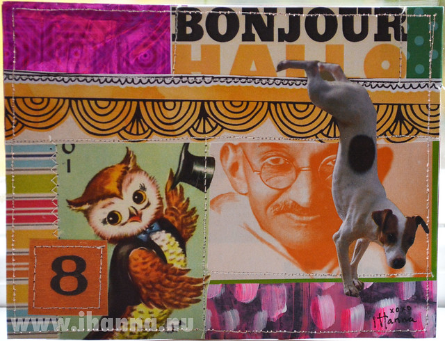 DIY Postcard Pop Art Collage - Wise Old Owl by iHanna (Copyright Hanna Andersson)