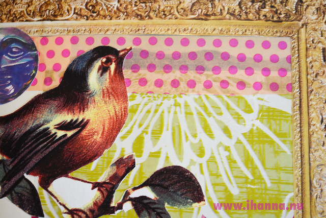 Art Journal Detail: Bird in Gold Frame corner (Photo copyright H. Andersson)