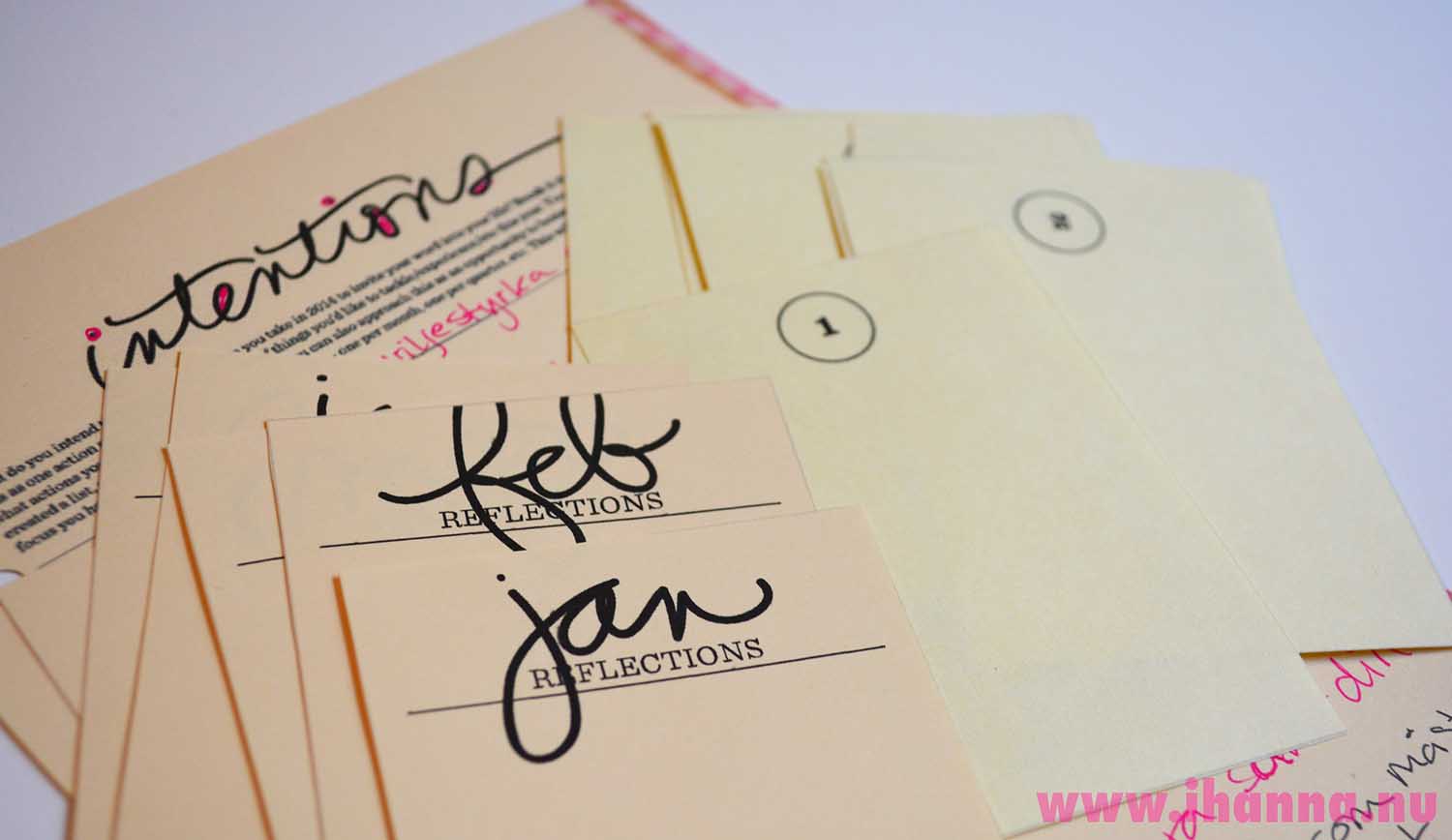 Reflecting on my One little word journal cards from Ali Edwards class (Photo copyright Hanna Andersson)