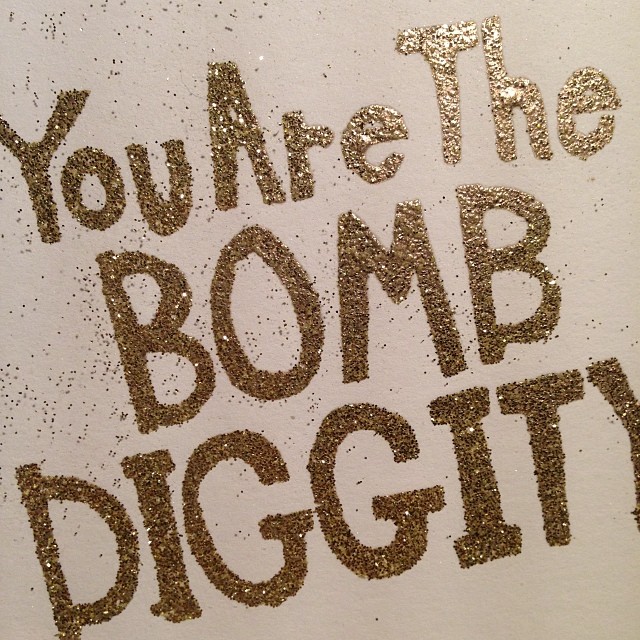 Bombdiggity glitter card from Robyare