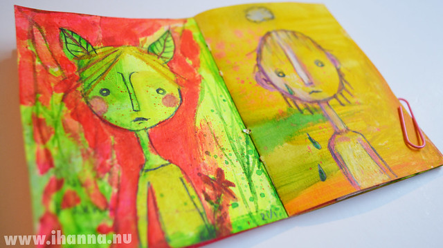 January Mini Book: the third spread of the book miniature Art Journal by iHanna (Copyright Hanna Andersson) 2014