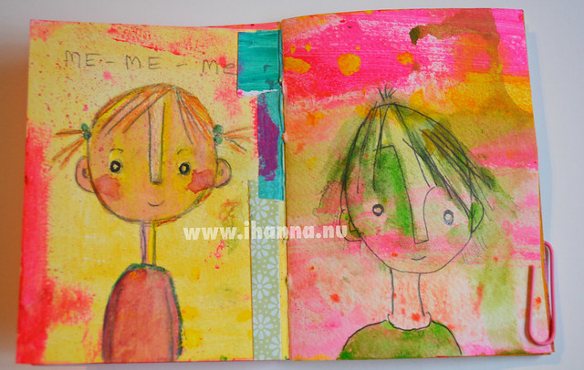 January Mini Book: the second spread of the book miniature Art Journal by iHanna (Copyright Hanna Andersson) 2014