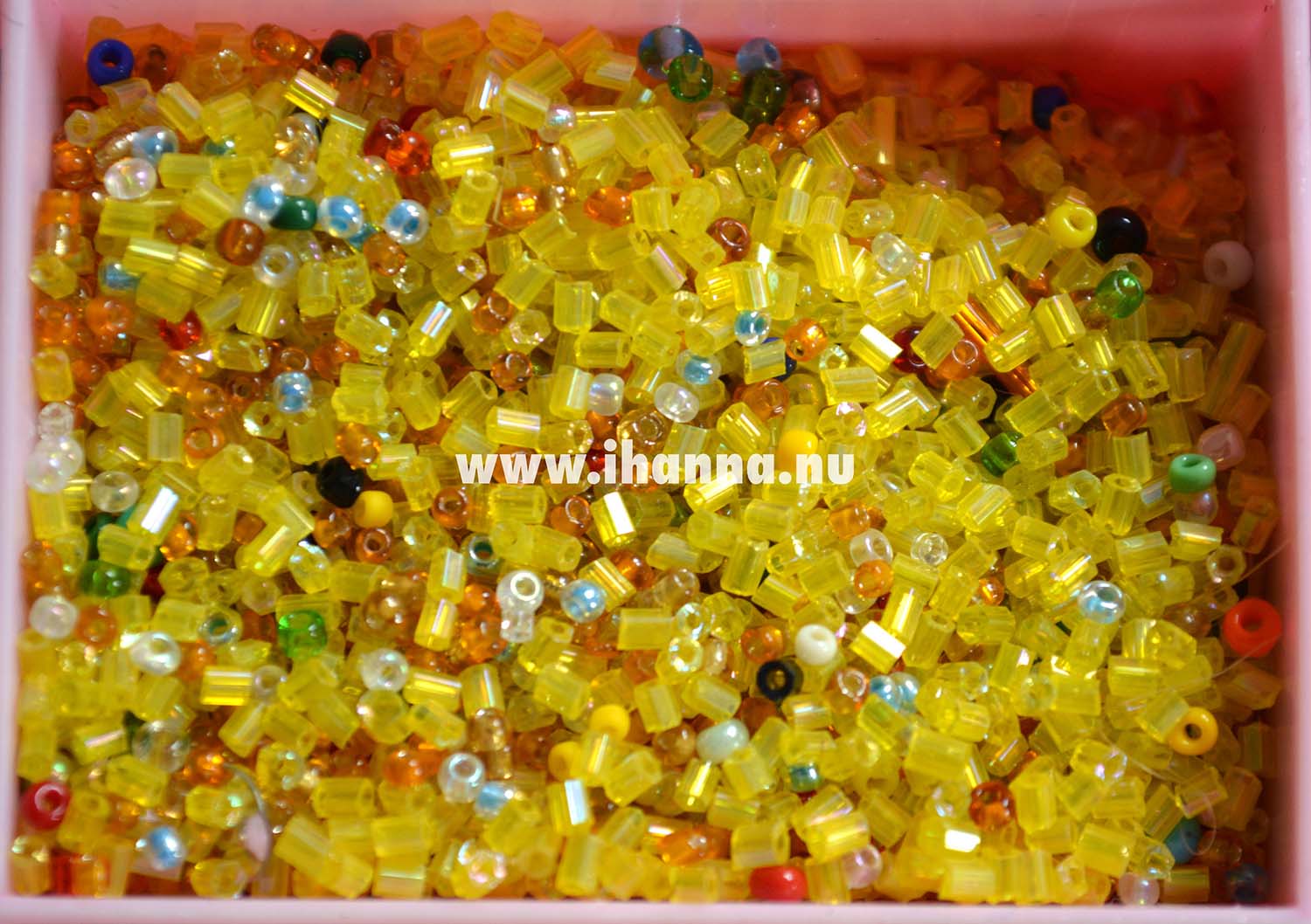 Yellow Seed Beads as eye candy and art materials (Photo copyright Hanna Andersson)