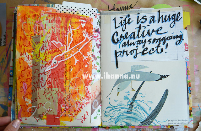 Art journal spread: Life is a huge creative project by iHanna  (Copyright Hanna Andersson) 2014