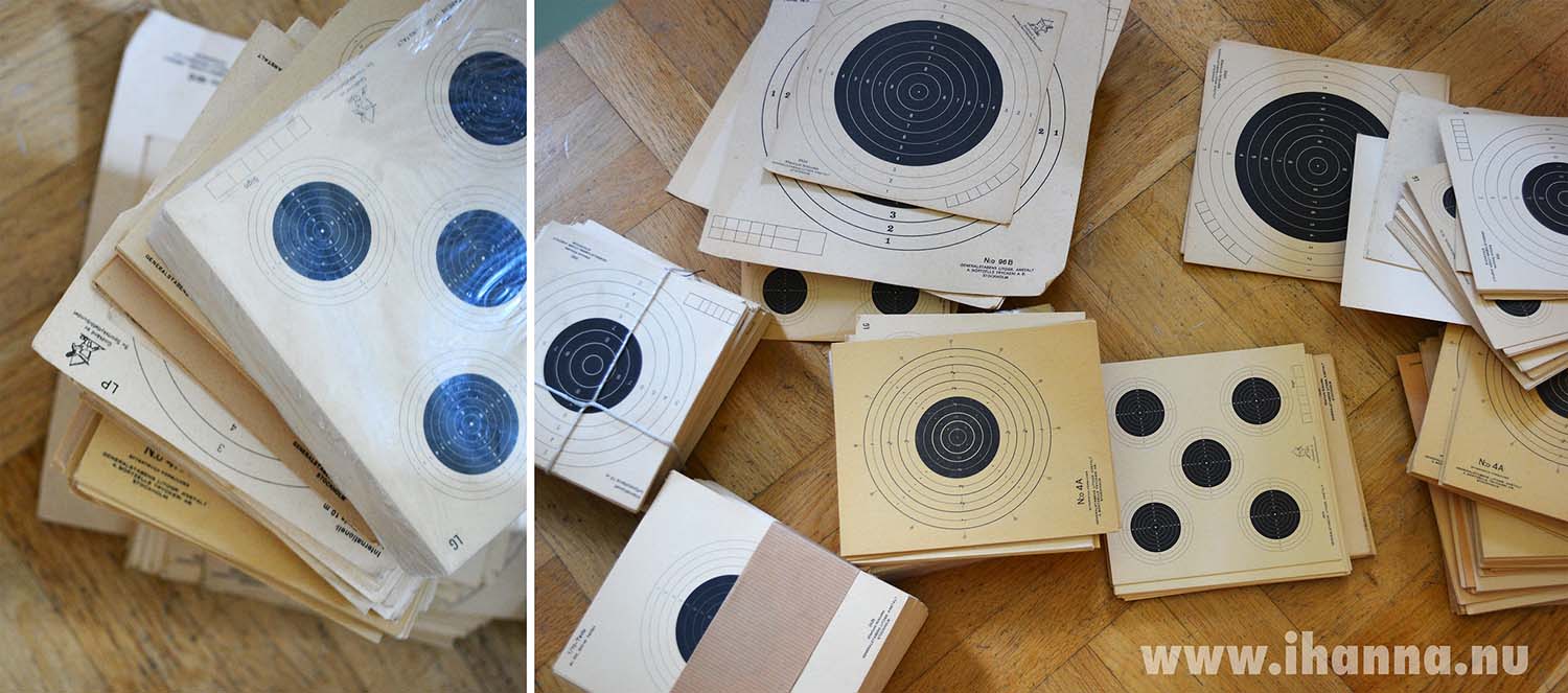 Thrifted finds vintage shooting target papers (Copyright Hanna Andersson)