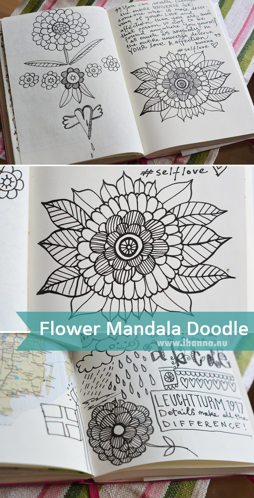 Flower Mandala Doodle: my diary flowers by iHanna (Copyright Hanna Andersson)