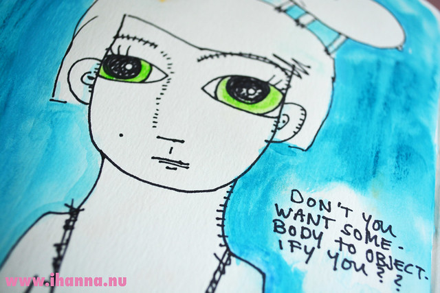 Art journal self portrait detail close up by iHanna (Copyright Hanna Andersson)