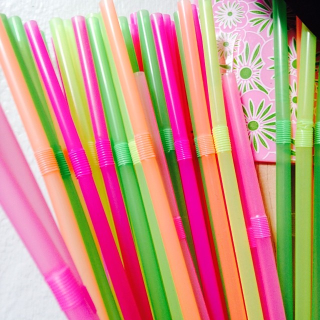 Close up of plastic straws in my kitchen (Copyright Hanna Andersson)