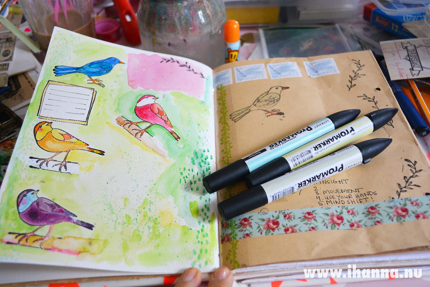 Put a bird on it my dear - bird stamps by Tangled Pen Jana Bodin used here by iHanna (Copyright Hanna Andersson)