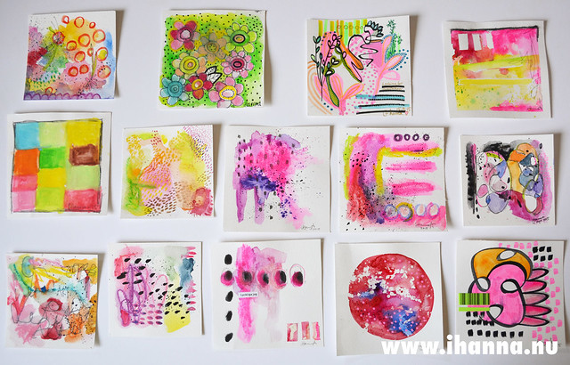 Watercolor and mark making little Art piece made by iHanna as a daily art practice (Copyright Hanna Andersson)