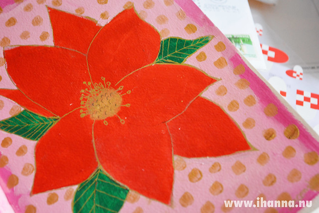 Pointisettia flower in Art Journal: Season Greetings Close up - from iHanna to you guys