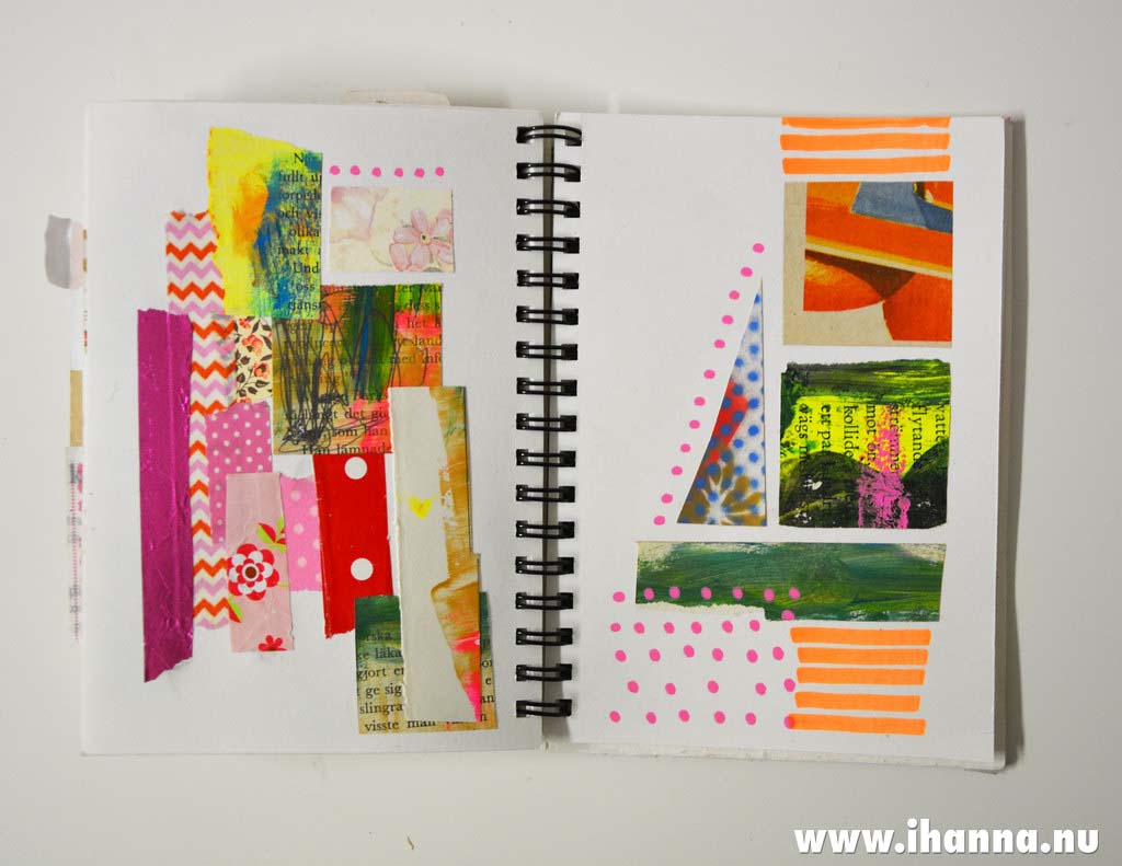 Warm Up Collage Notebook spread, by iHanna #artbook (Copyright Hanna Andersson)