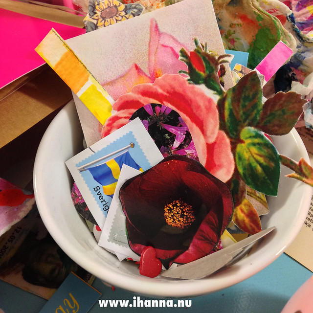 Little bits of yummy papers for collage postcards by iHanna (Photo copyright H. Andersson)