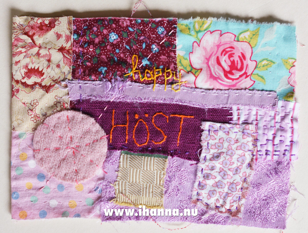 Happy höst from iHanna textile art collage DIY Postcard (Copyright H. Andersson)