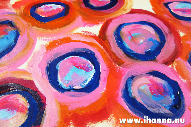 Painted circles or Painting in circles, a page in my altered art book or Book of Paint by iHanna (Copyright Hanna Andersson)