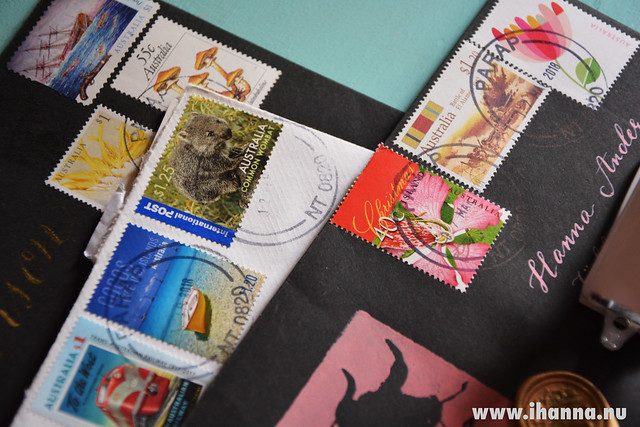 Pretty Australian postal stamps in the subscription service by Nat Uhings The Scarlet Letterbox Subscription on Etsy