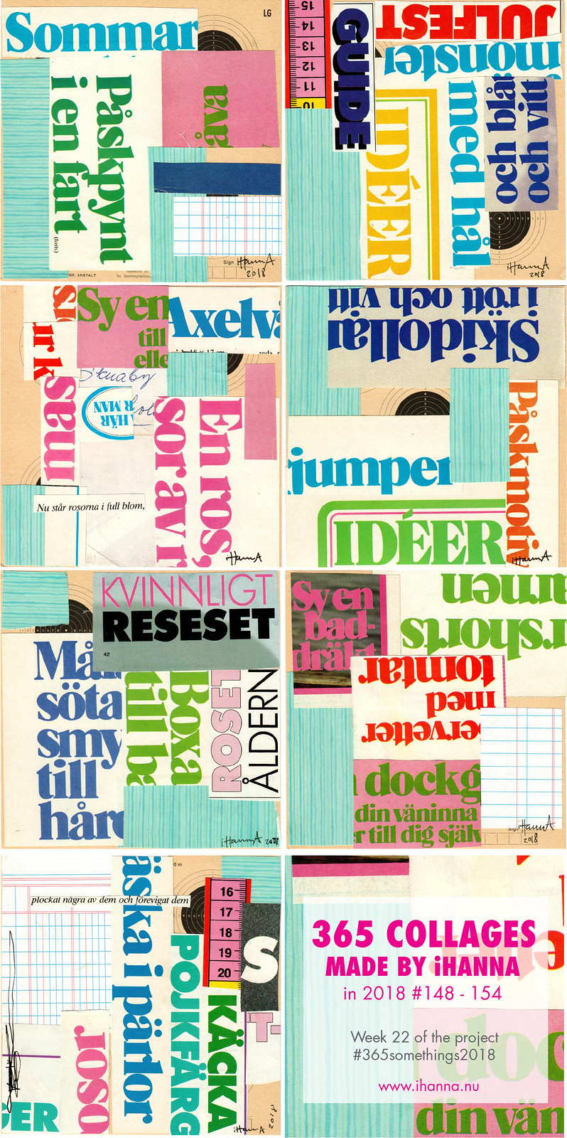 365 Collages by iHanna Collage project week 22 - collage 148 to 154 #365somethings2018