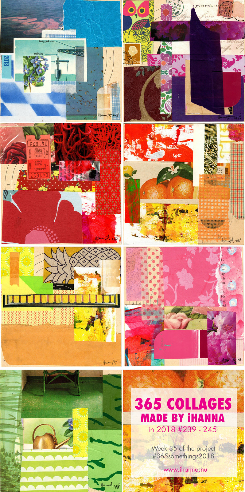 iHannas 365 Collages in 2018: Week 35, ongoing project right now - check out all the collages and process at iHannas blog www.ihanna.nu #365somethings2018