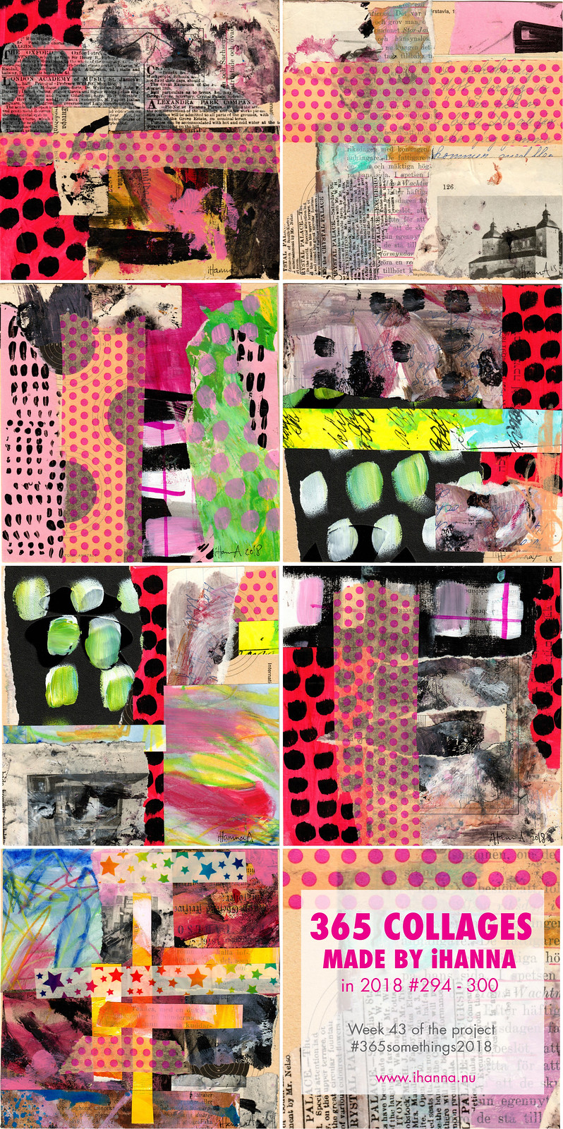 iHannas 365 Collages in 2018 - Week 43 in a grid of 7 artworks by iHanna