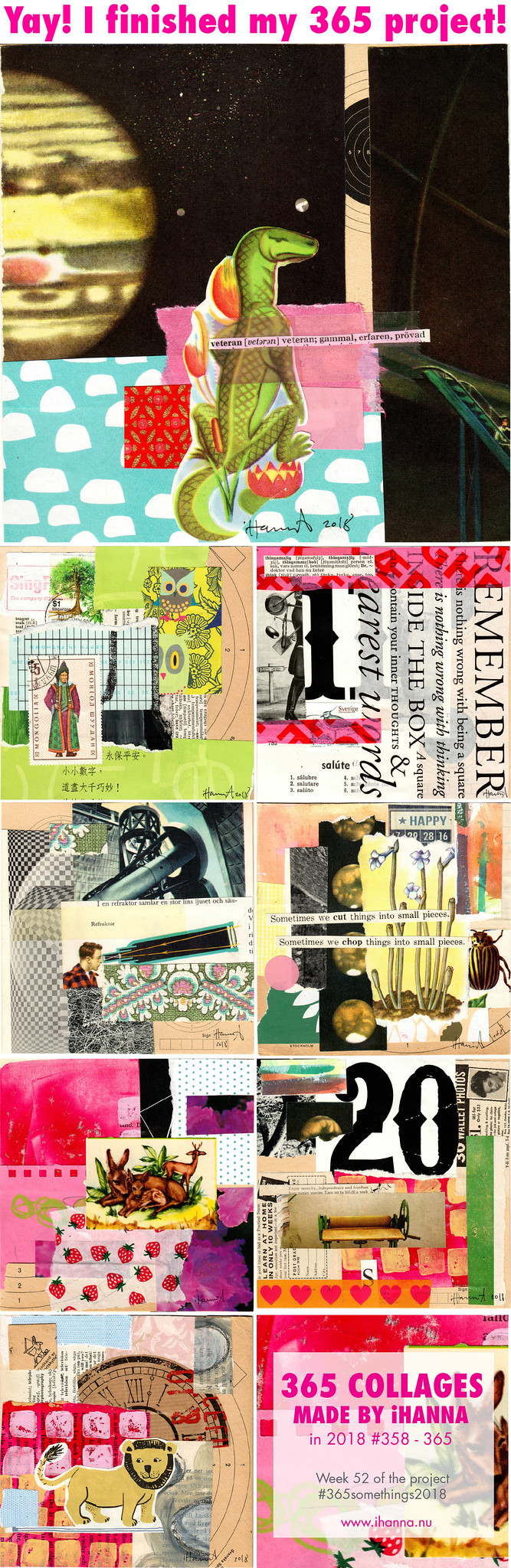 the End (for now) iHanna's 365 Collages Week 52 - last collages of 2018 T (Copyright H. Andersson)