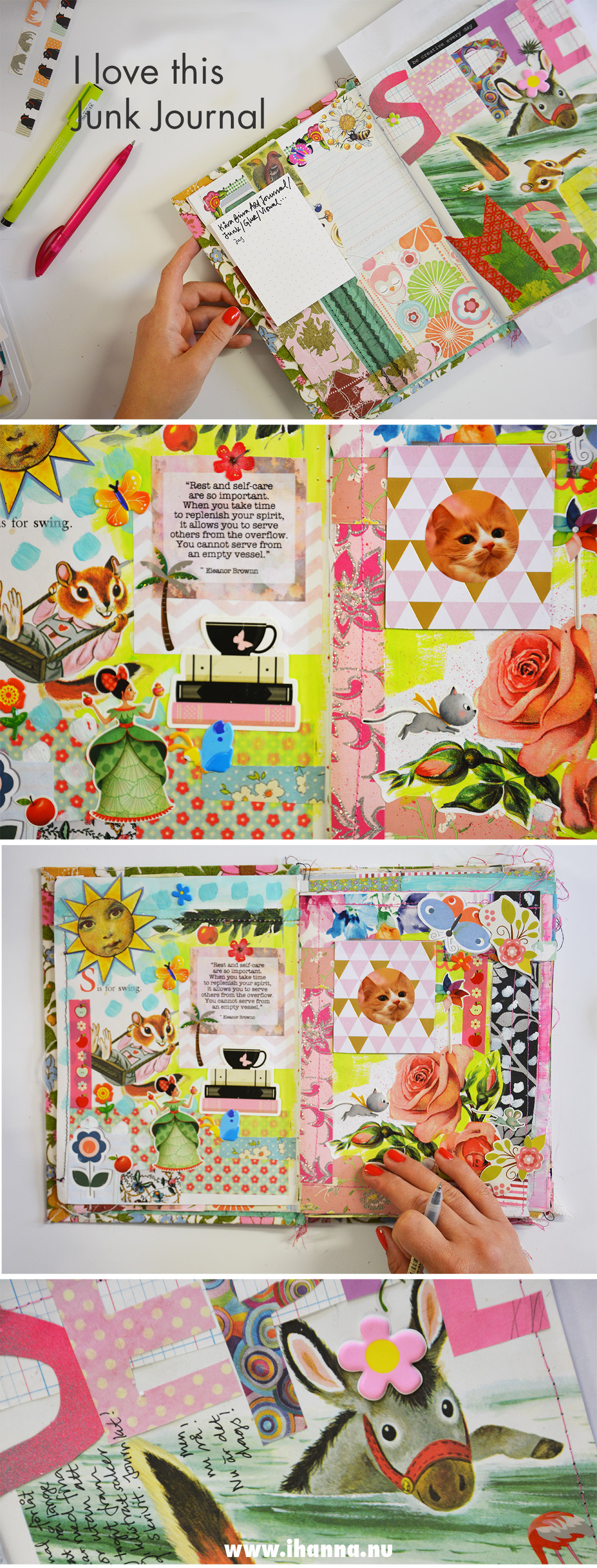 Junk journal process video and blog post by iHanna