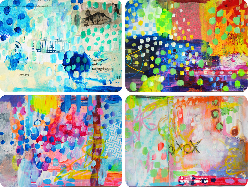 Mixed media Postcards for the Swap by iHanna (copyright Hanna Andersson)