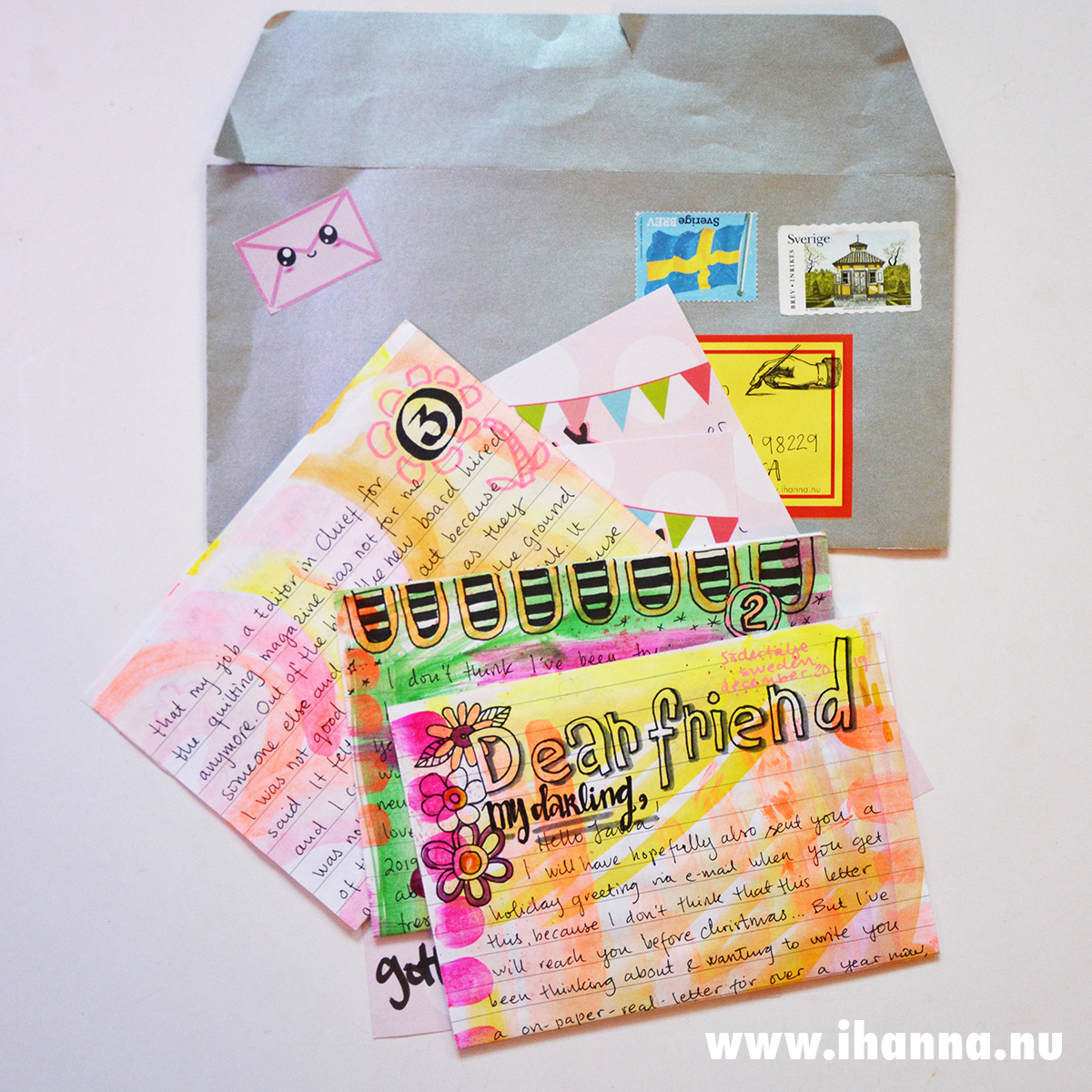 Letter, stamps and envelope from Sweden - all by iHanna