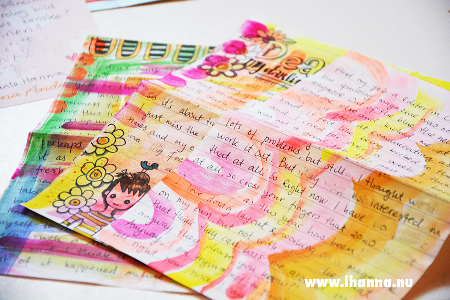 Time to send out a letter with envelope - on painted paper - all by iHanna