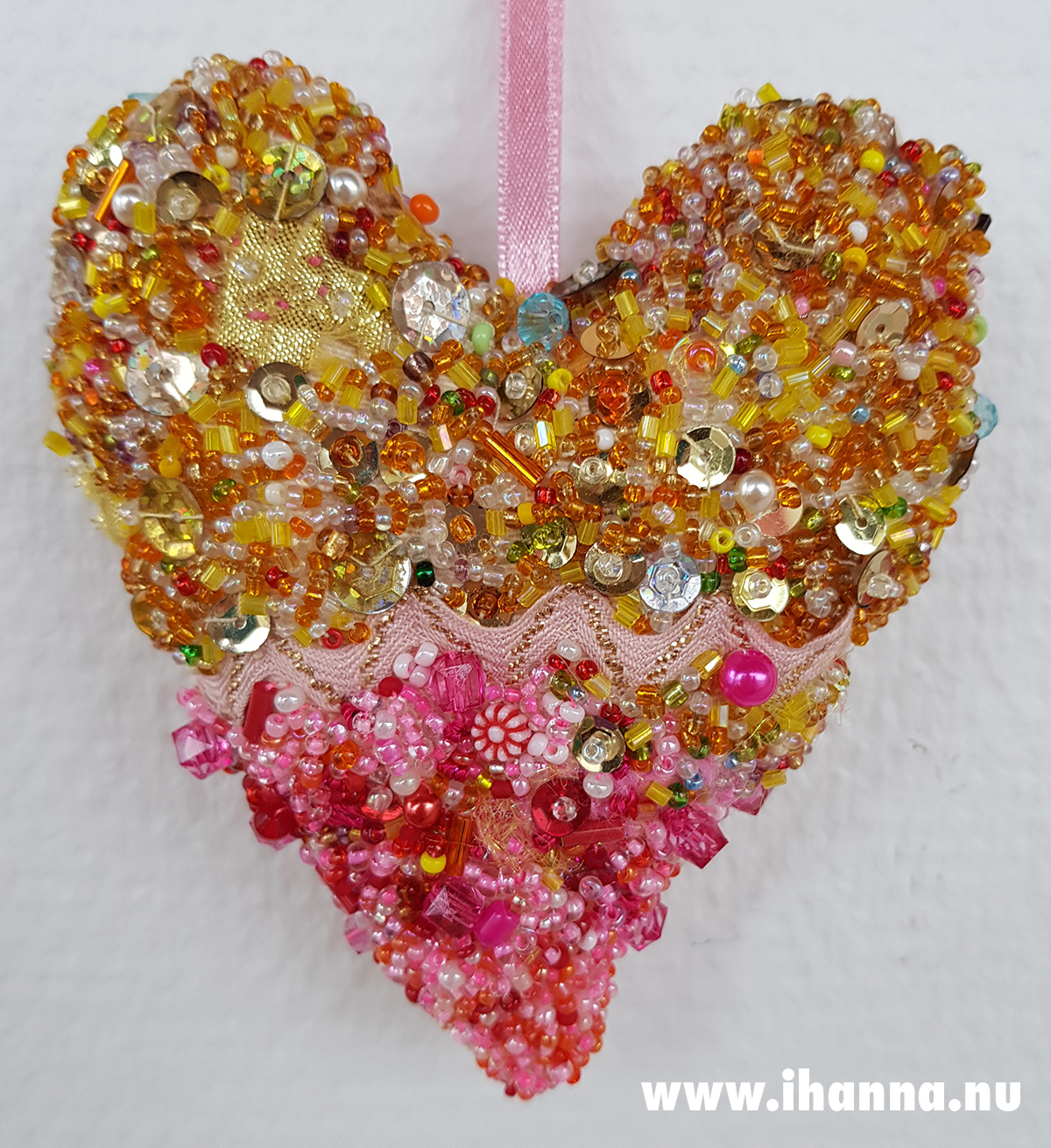 Beaded Heart Art Wall hanging by iHanna