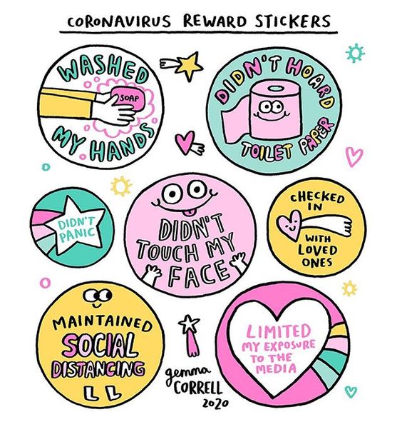 Corovanvirus reward Stickers by Gemma Correll