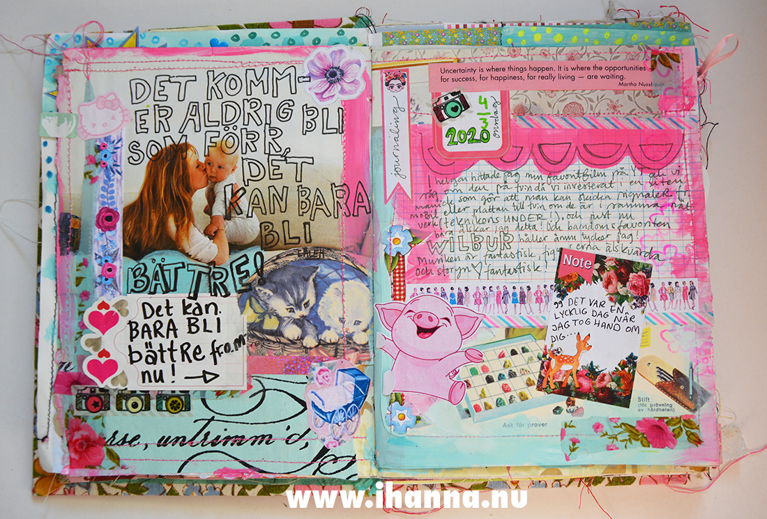 Finished art journal spread in junk journal - by iHanna