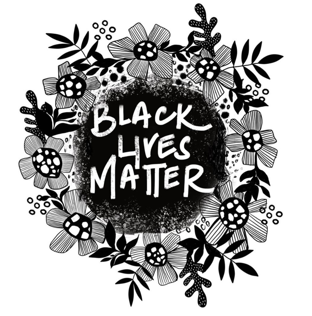 Black lives matter text with flower image by Courtney of Little Raven Ink on instagram