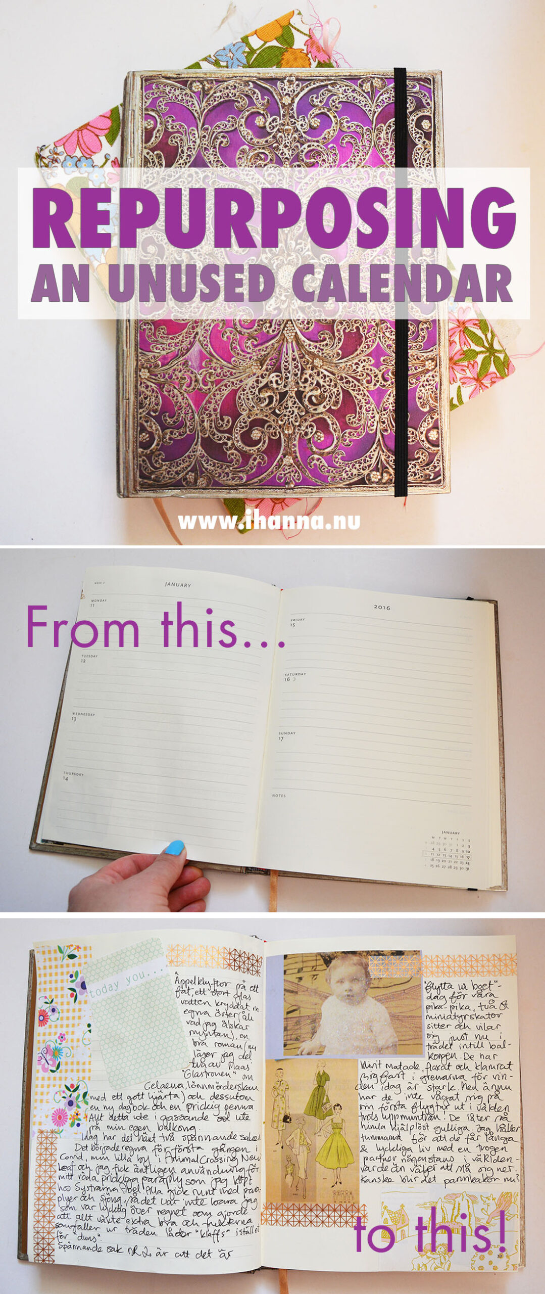 Repurposing an unused calendar and making it into something beautiful - tutorial by iHanna