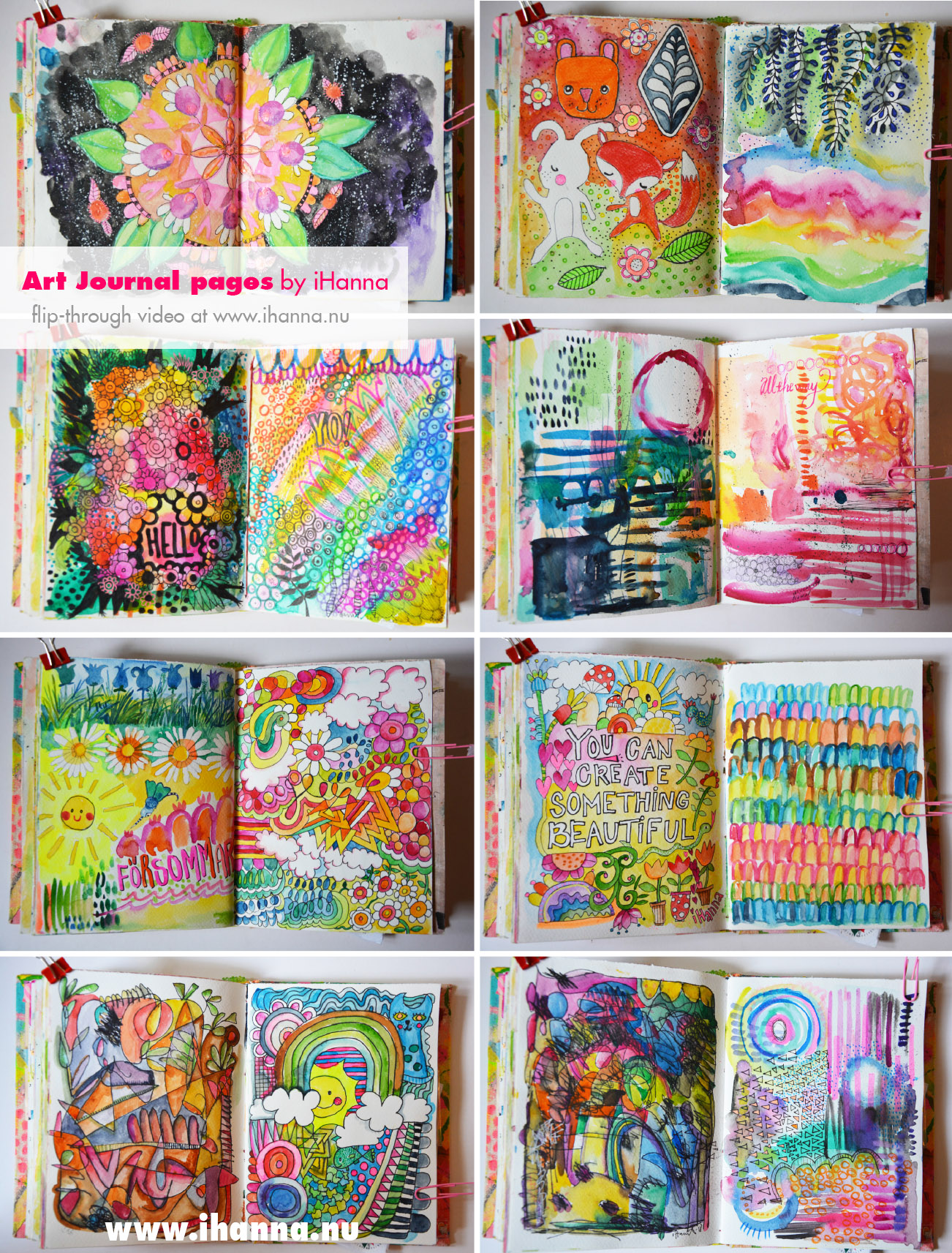 Art journal pages in watercolor by iHanna - entire flip-through on the blog www.ihanna.nu