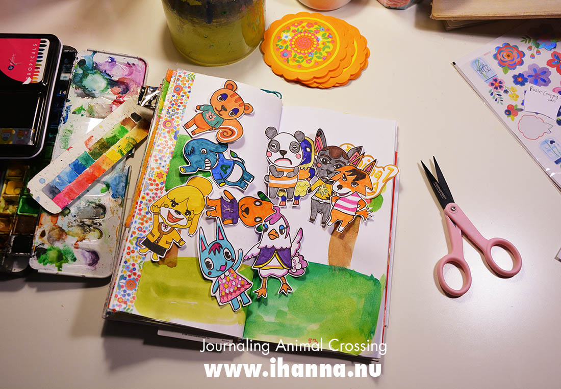 Animal crossing characters drawn by iHanna for a Journal with me session - Copyright Hanna Andersson