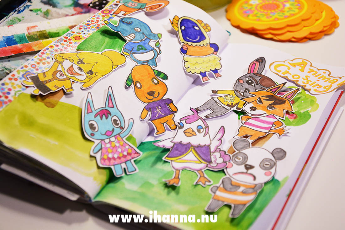 Animal crossing characters drawn by iHanna for a Journal with me session - Copyright Hanna Andersson